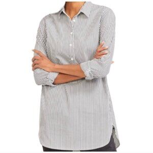 NWOT J. McLaughlin Arissa Black White Striped Collared Tunic Shirt Womens Small